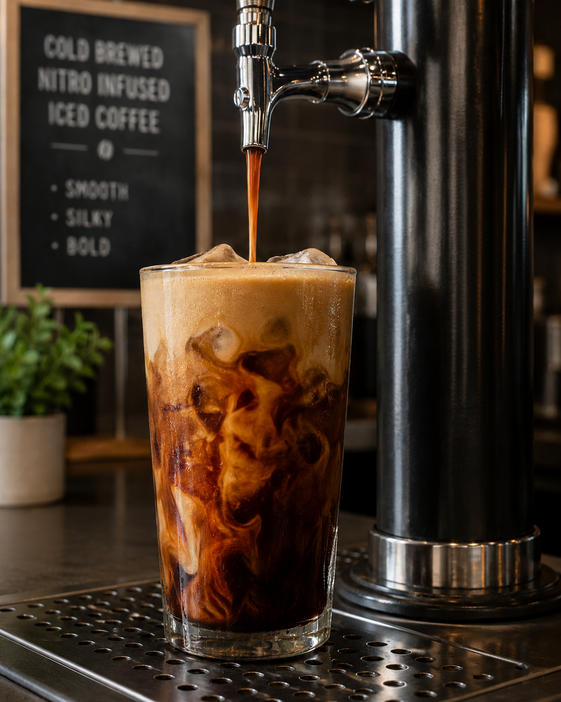 Nitro cold brew pour